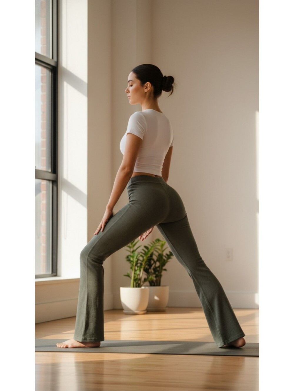 Offline Aerie High Rise Flare Leg Textured Pant Small Beach Yoga Hiking Coastal - Picture 3 of 9